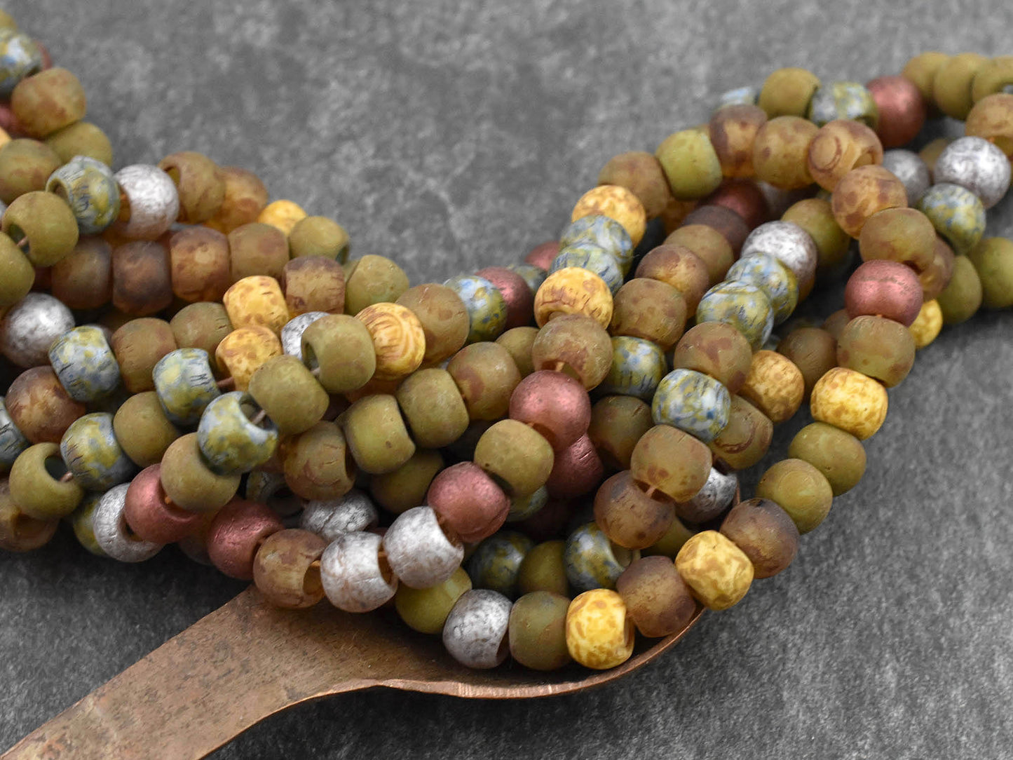 Picasso Beads - Large Seed Beads - 32/0 - Czech Glass Beads - Large Hole Beads - 7x5mm - 18 inch strand - (1988)