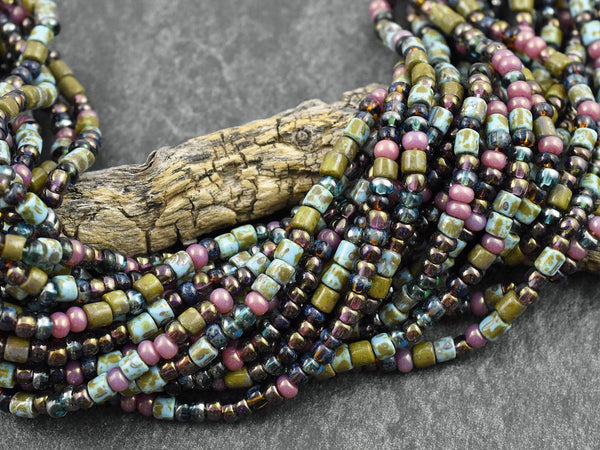 Picasso Seed Beads - Aged Picasso Beads - Czech Glass Beads - Size 6 Seed Beads - 6/0 - 20" Strand - (2301)