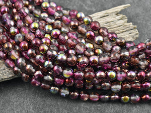 Czech Glass Beads - Round Beads - 6mm Beads - Etched Beads - Druk Beads - 6mm - 25pcs - (4622)