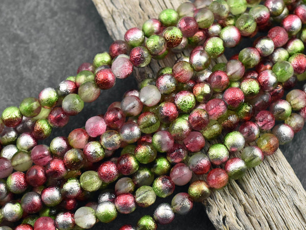 Czech Glass Beads - Round Beads - 6mm Beads - Etched Beads - Druk Beads - 6mm - 25pcs - (1610)