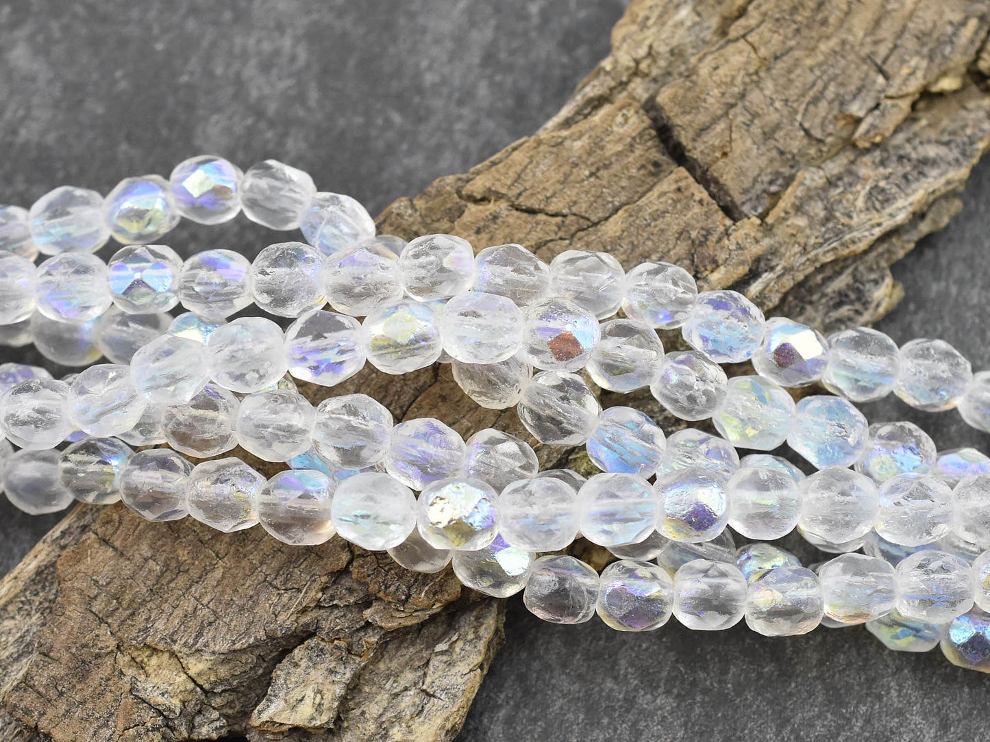 Czech Glass Beads - Round Beads - 6mm Beads - Etched Beads - Fire Polished Beads - 6mm - 25pcs - (B292)