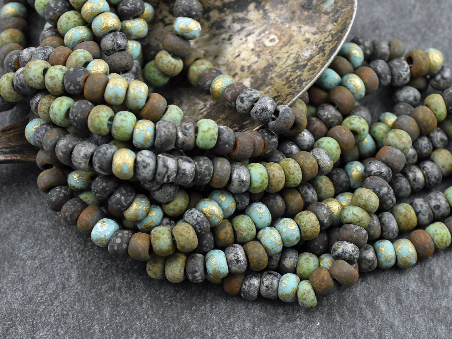 Picasso Seed Beads - Aged Picasso Beads - Czech Glass Beads - Size 2 Seed Beads - 2/0 - 20" Strand - (b675)