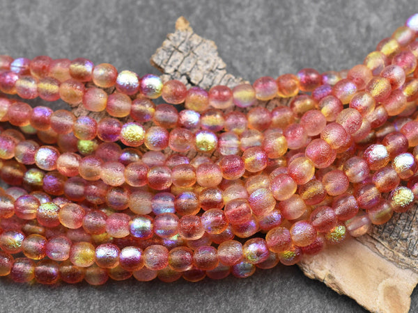 Czech Glass Beads - Round Beads - 6mm Beads - Etched Beads - Druk Beads - Silver Beads - 25pcs - (1825)