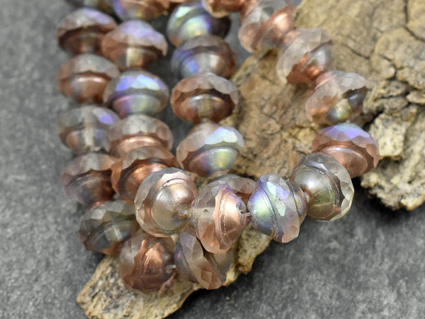 Czech Glass Beads - Picasso Beads - Saturn Beads - Saucer Beads - 10x8mm - 15pcs - (4008)