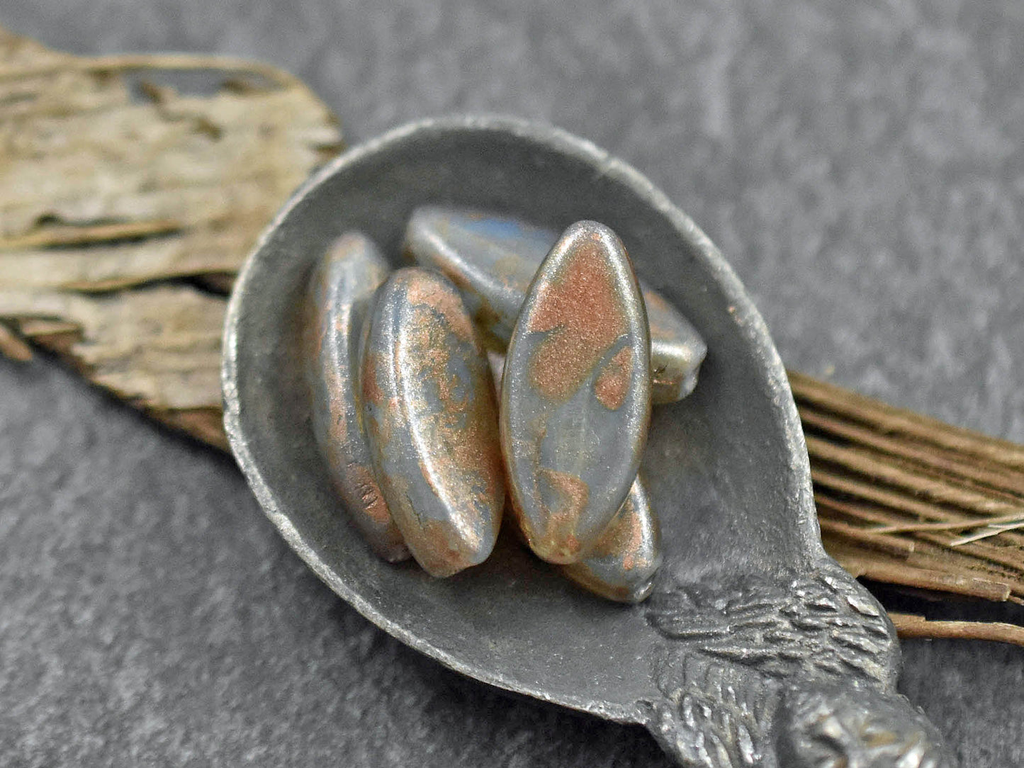 Czech Glass Beads - Picasso Beads - Spindle Beads - Marquise Beads - 18x8mm - 8pcs - (1111)