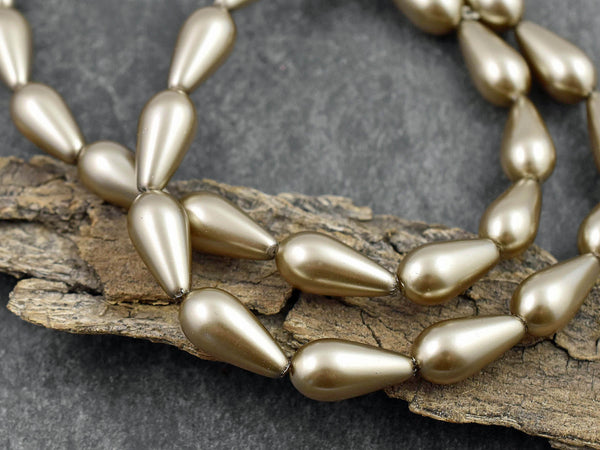 Pearl Beads - Glass Beads - Tear Drop Bead - Platinum Pearl - Wedding Jewelry Beads - 15x8mm - 16" Strand - (6110)