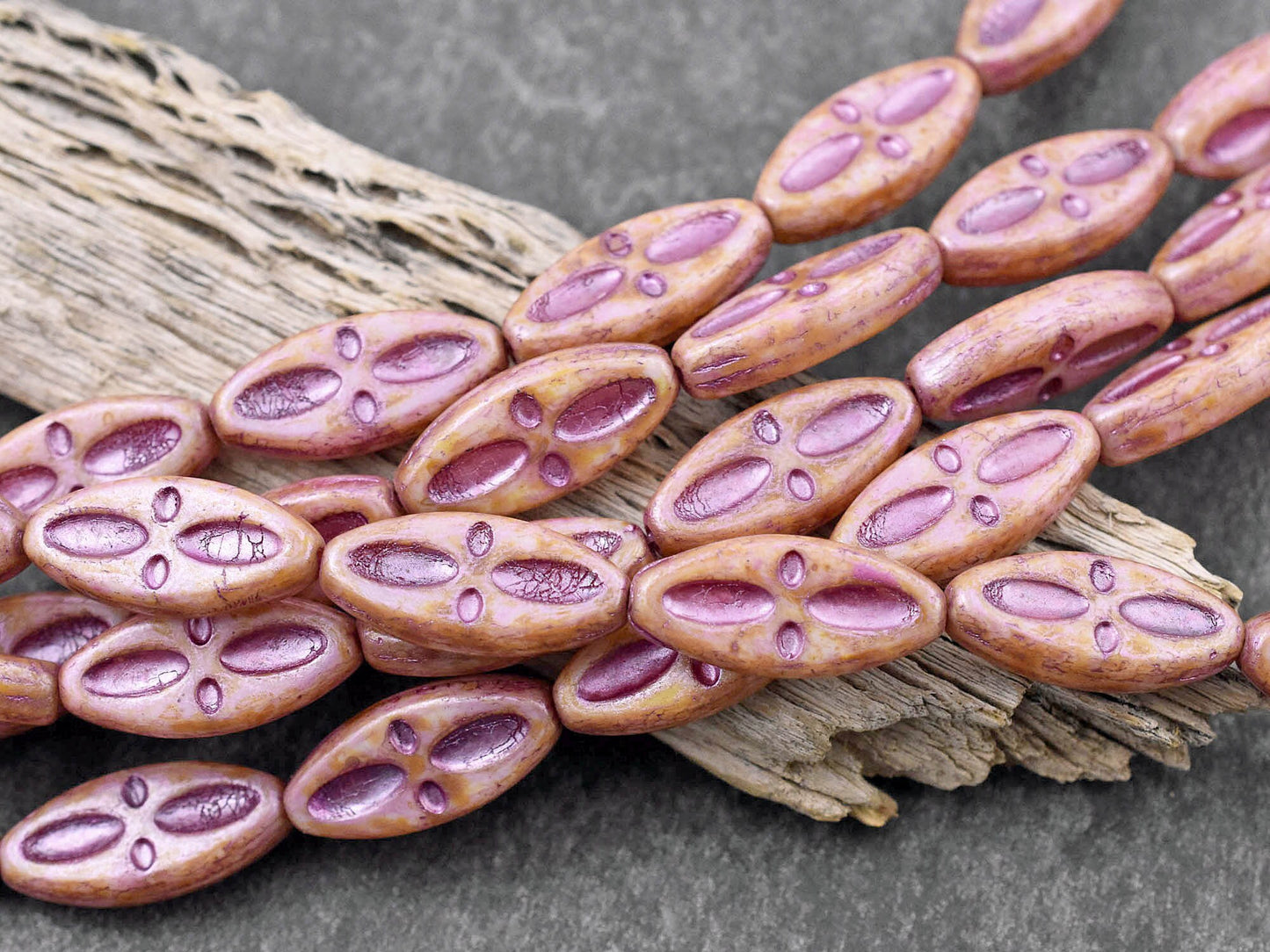 Picasso Beads - Statement Beads - Czech Glass Beads - Marquise Beads - Spindle Beads - 20x8mm - 10pcs (3675)