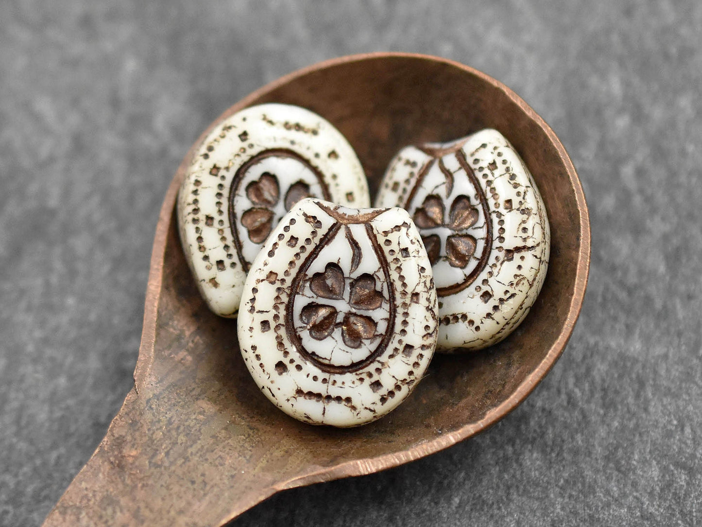 Czech Glass Beads - Horseshoe Beads - Picasso Beads - Statement Beads - Lucky Horseshoe - 21x18mm - 2pcs - (3942)