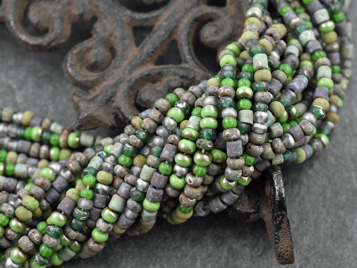 Aged Picasso Beads - Matte Seed Beads - Size 6 Seed Beads - Picasso Seed Beads - Czech Glass Beads - 6/0 - 20" Strand - (A570)