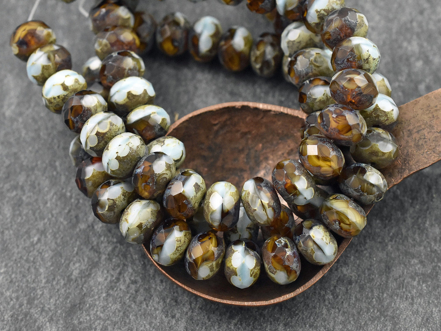 Picasso Beads - Czech Glass Beads - Rondelle Beads - Czech Rondelles - Fire Polished Beads - 6x9mm - 25pcs (3404)