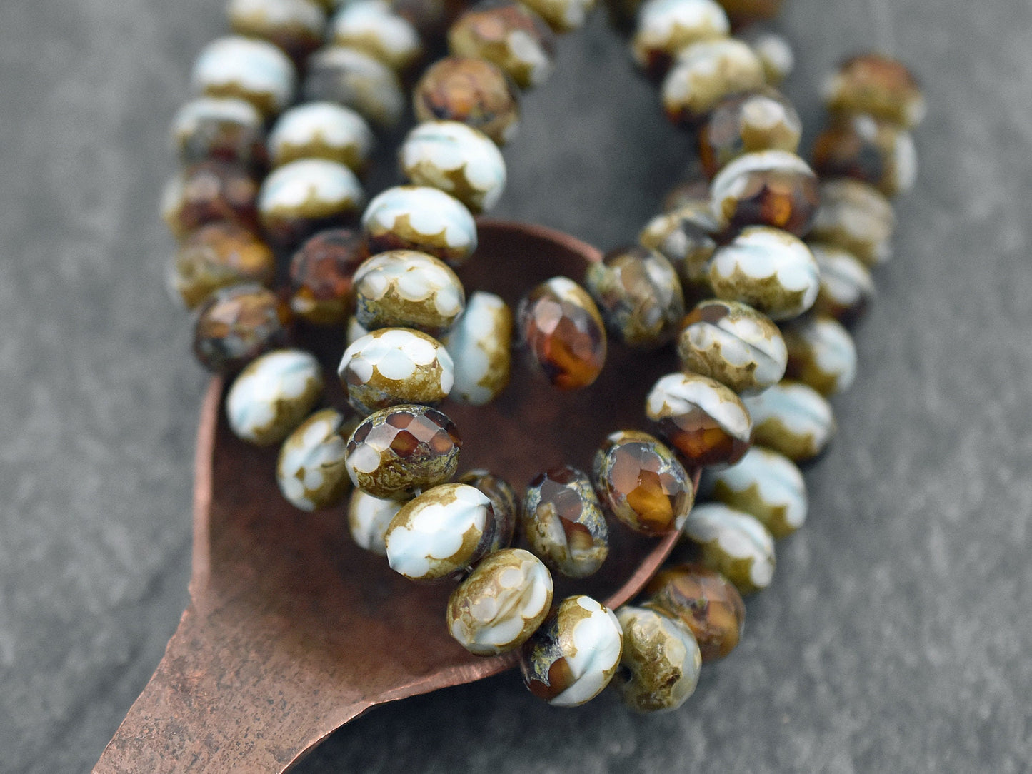 Picasso Beads - Czech Glass Beads - Rondelle Beads - Czech Rondelles - Fire Polished Beads - 6x9mm - 25pcs (3379)