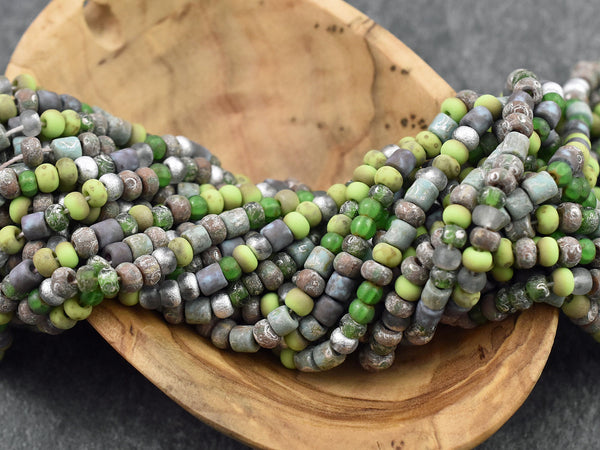 Aged Picasso Beads - Matte Seed Beads - Size 6 Seed Beads - Picasso Seed Beads - Czech Glass Beads - 6/0 - 20" Strand - (4452)