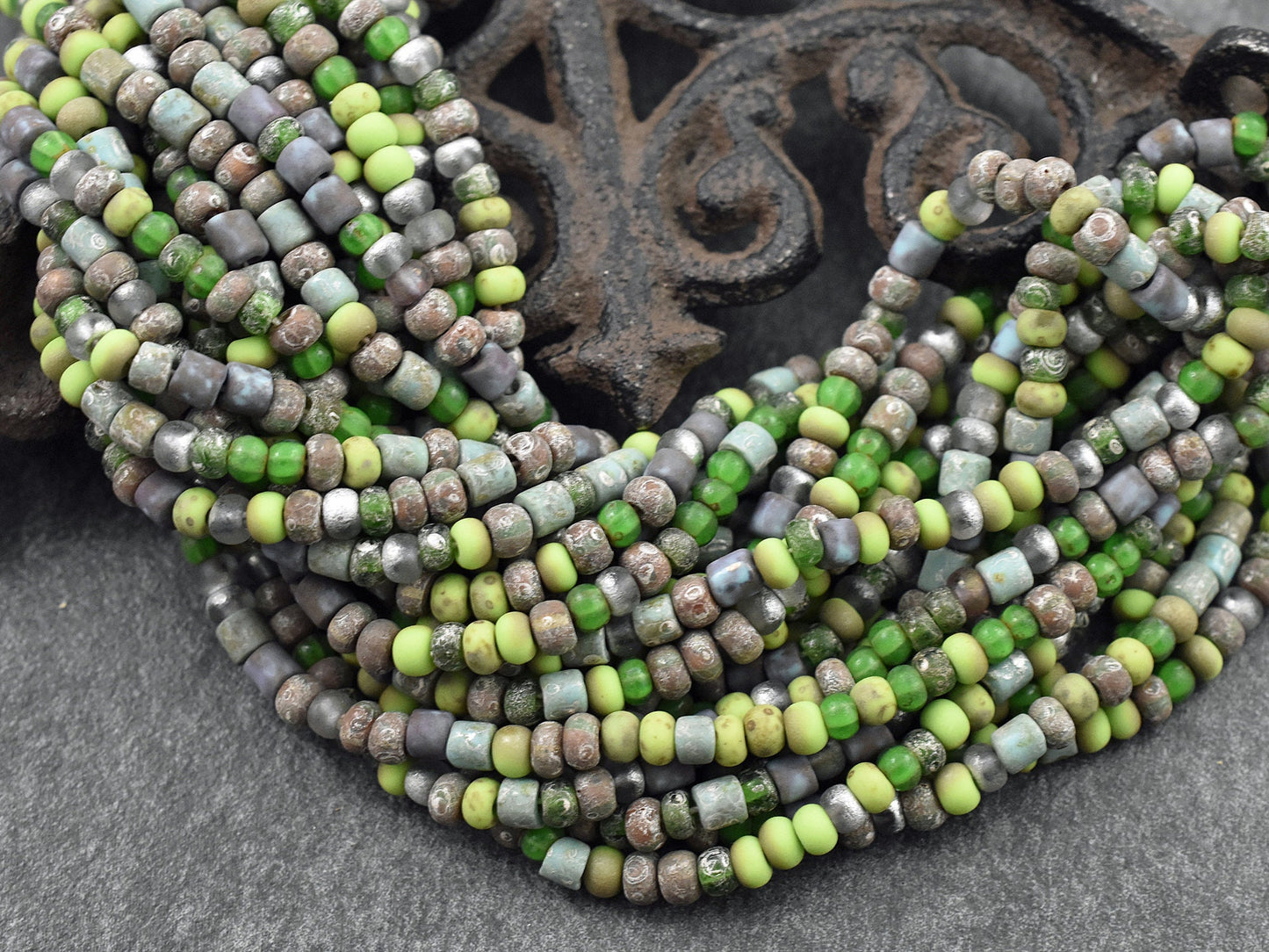 Aged Picasso Beads - Matte Seed Beads - Size 6 Seed Beads - Picasso Seed Beads - Czech Glass Beads - 6/0 - 20" Strand - (4452)