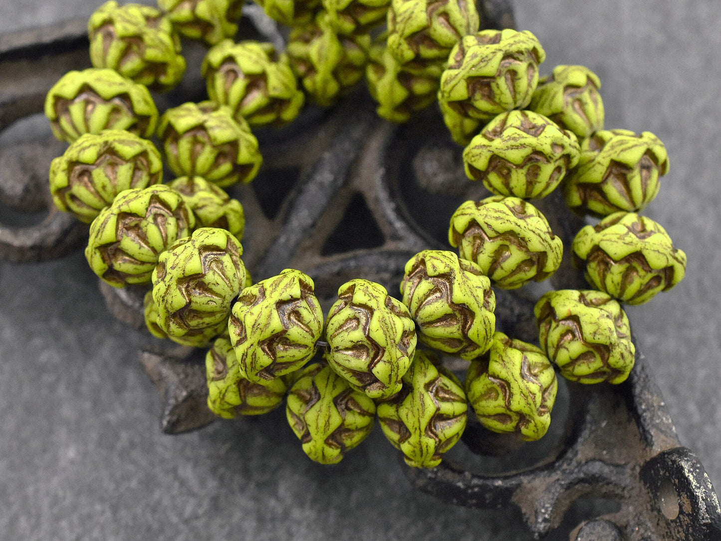 Picasso Beads - Czech Glass Beads - Saturn Beads - Chunky Beads - Large Glass Beads - 10x13mm - 10pcs - (2352)