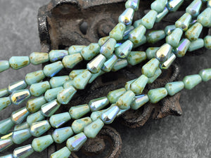 Picasso Beads - Czech Glass Beads - Teardrop Beads - 6x8mm - 19pcs (5695)