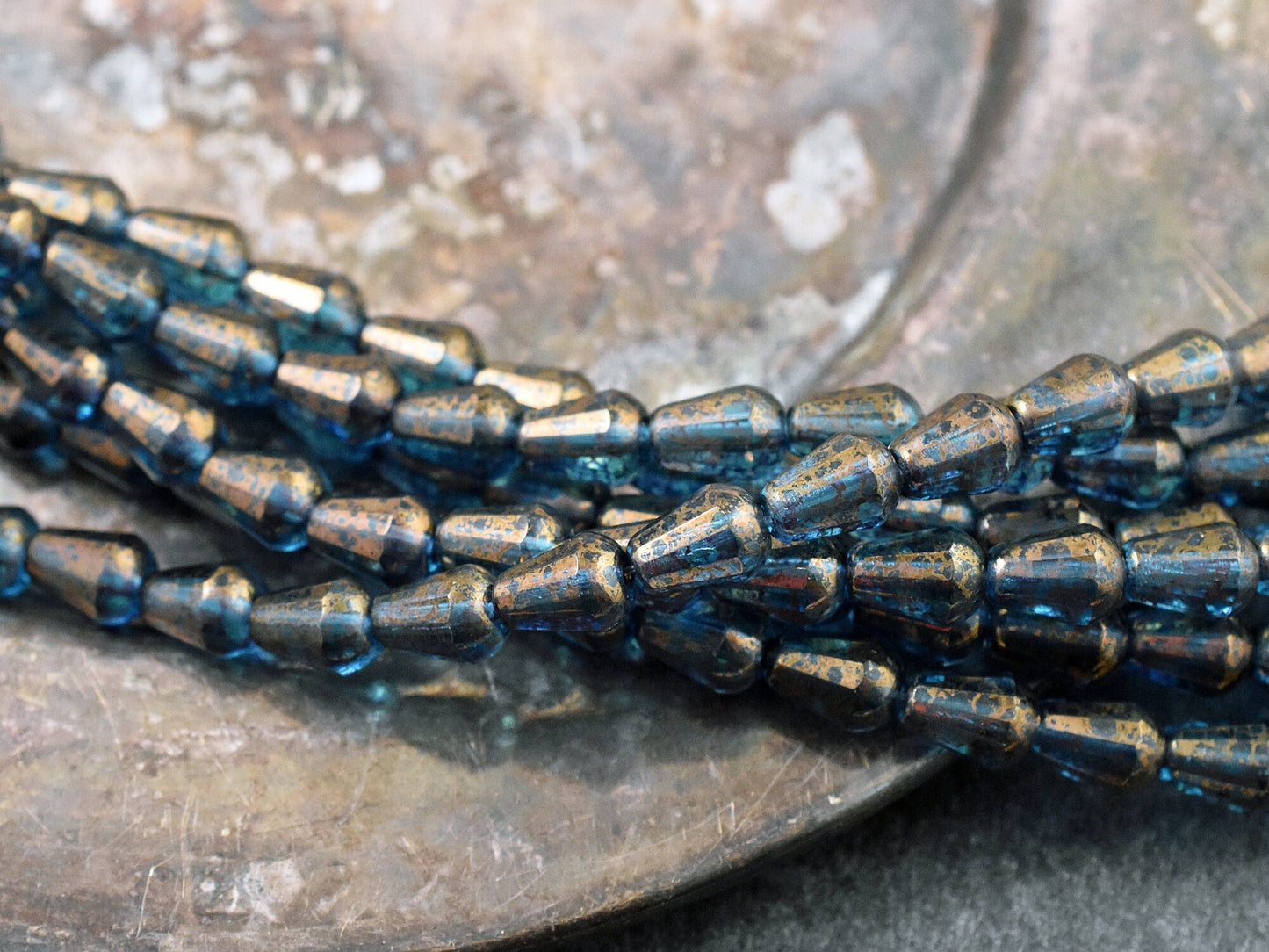 Czech Glass Beads - Teardrop Beads - Picasso Beads - 6x8mm - 19pcs (B105)