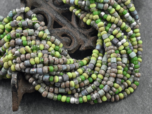 Aged Picasso Beads - Matte Seed Beads - Size 6 Seed Beads - Picasso Seed Beads - Czech Glass Beads - 6/0 - 20" Strand - (4452)