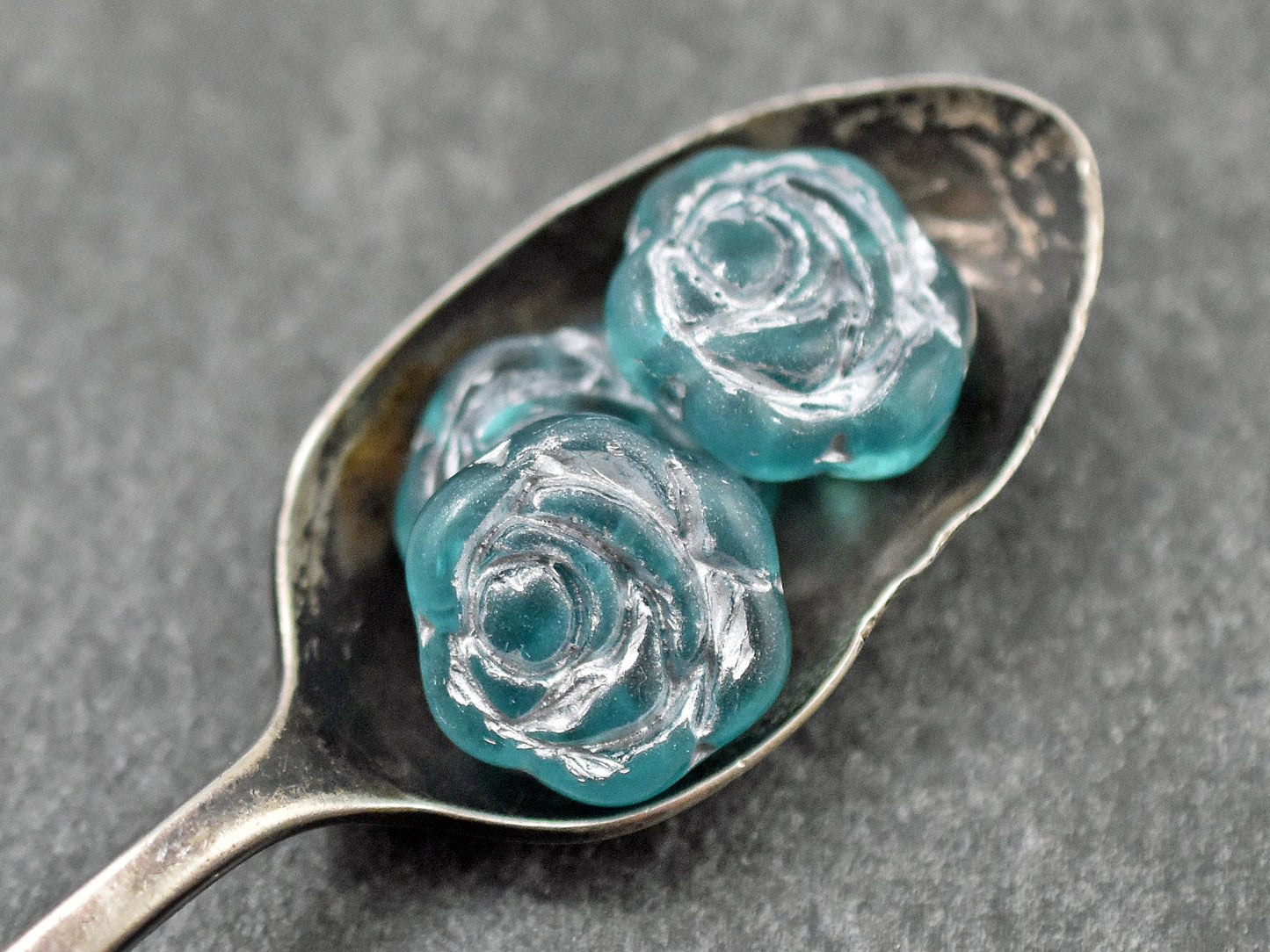 Flower Beads - Czech Glass Beads - Picasso Beads - Coin Beads - Rose Beads - 16mm - 6pcs (A515)