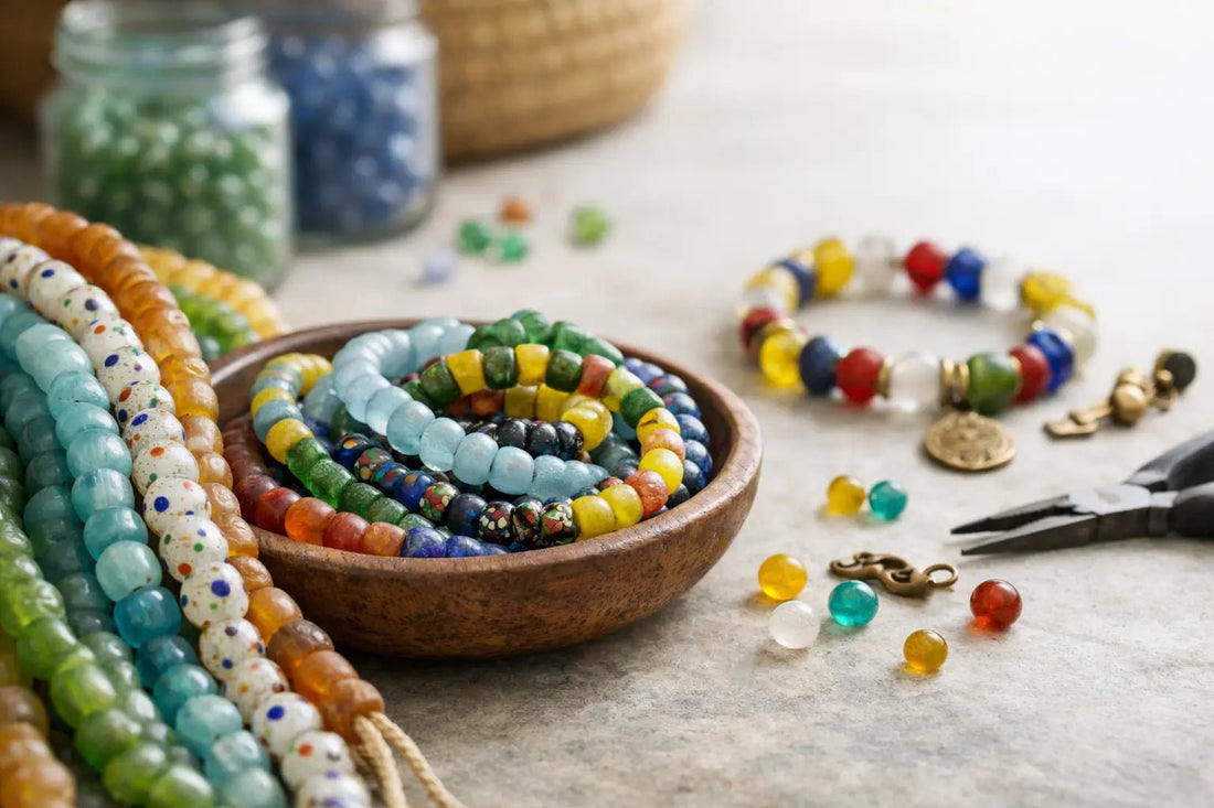 Ghana Recycled Glass Beads for Jewelry Makers