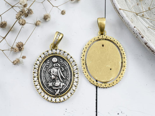 26x20mm Long Lasting Gold Plated Brass Micro Pave Cubic Zirconia Greek Coin Pendant
