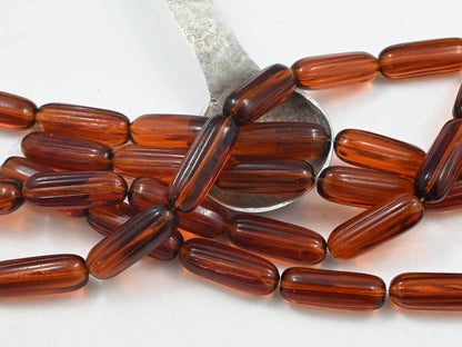 *7* 28x10mm Root Beer Topaz Vintage Oval Fan Pull Beads