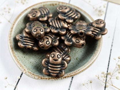 *50* 9mm Antique Copper Bee Beads