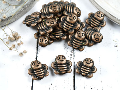 *50* 9mm Antique Copper Bee Beads