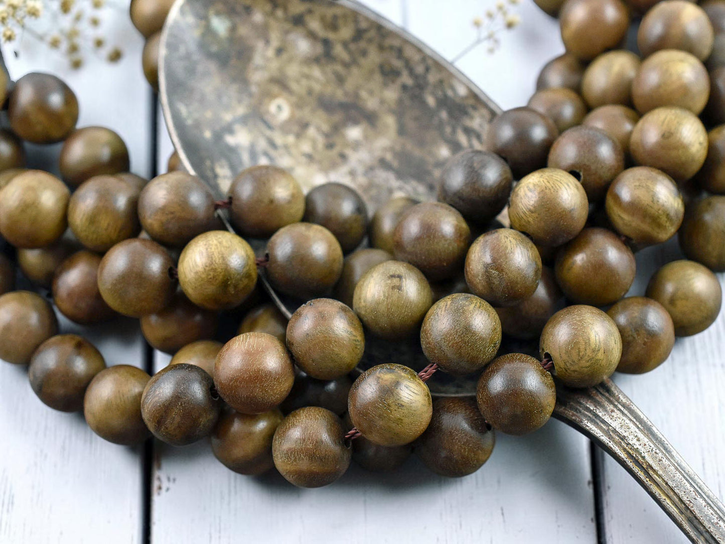 Natural Olive Sandalwood Round Beads - Choose Your Size