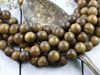 Natural Olive Sandalwood Round Beads - Choose Your Size