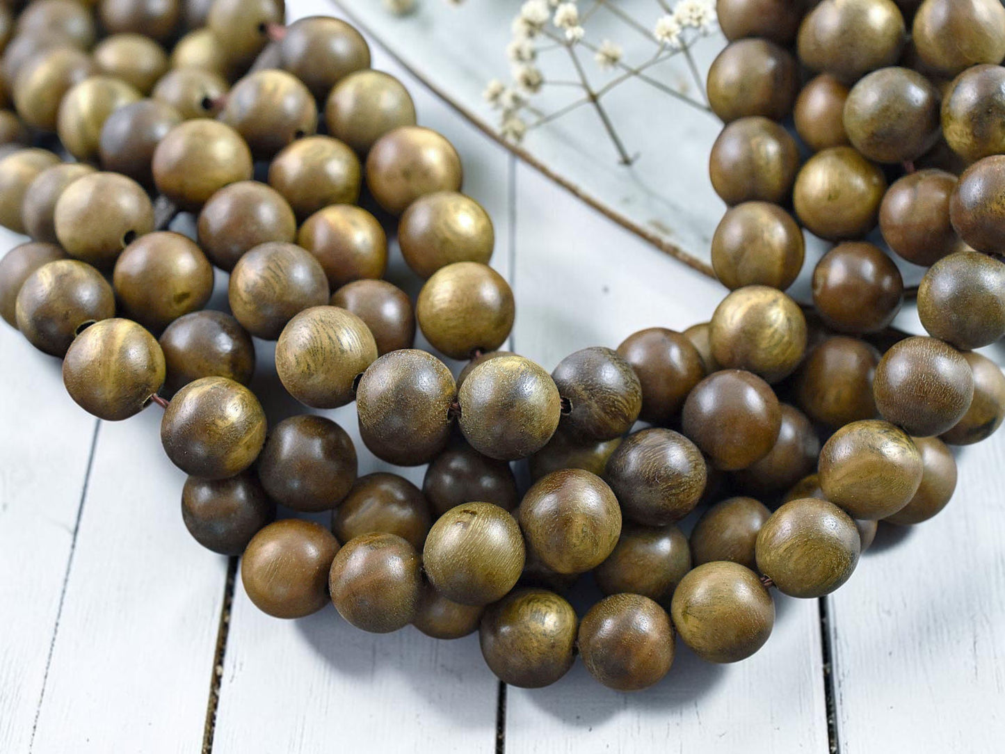 Natural Olive Sandalwood Round Beads - Choose Your Size
