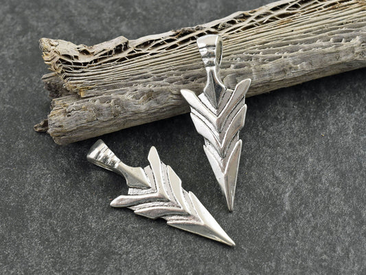 *6* 46x19mm Antique Silver Arrowhead Pendants -- LAST Pack