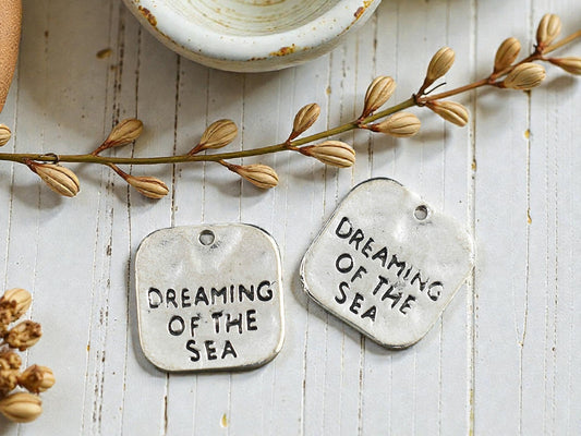 *20* 19x18mm Antique Silver "Dreaming of the Sea" Charms