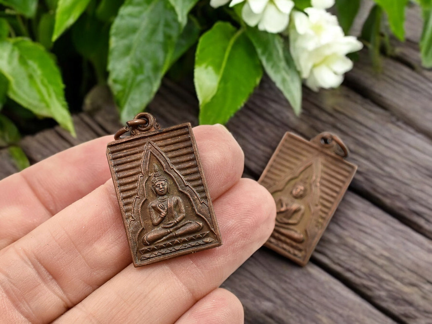 18x34mm Brass Patina Buddha Amulet