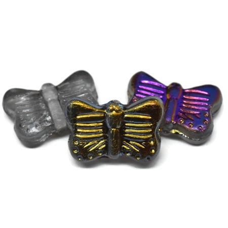 *10* 16x11mm Metallic Rainbow Washed Crystal Butterfly Beads