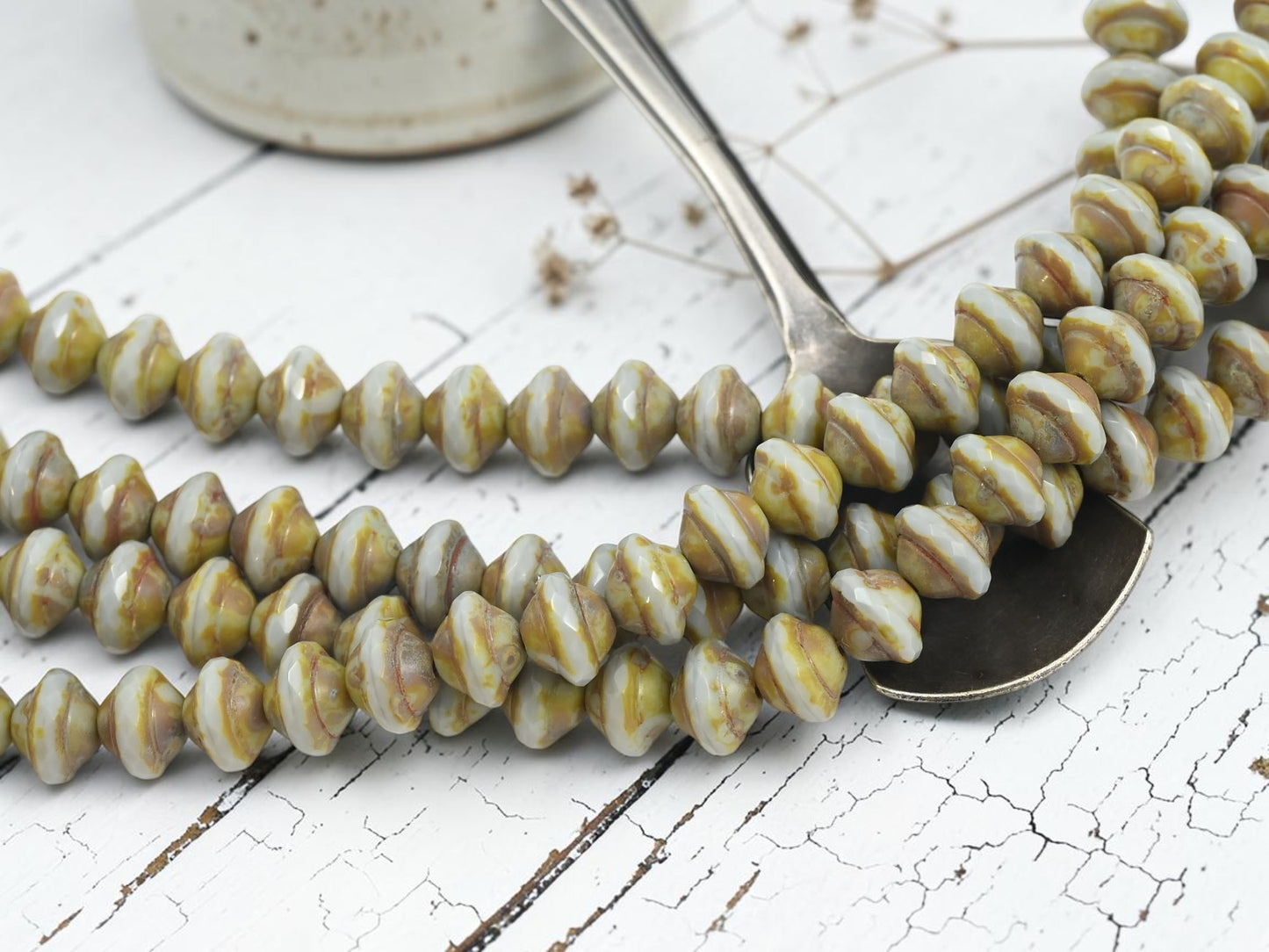 *27* 8x10mm Opaque Grey Picasso Saturn Beads