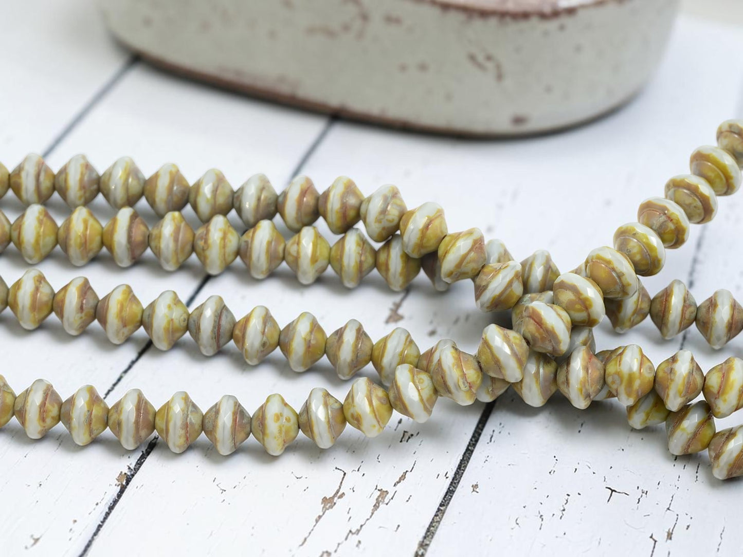 *27* 8x10mm Opaque Grey Picasso Saturn Beads