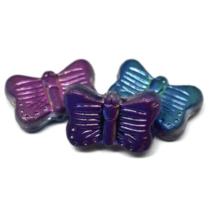 *10* 16x11mm Purple Magic Washed Crystal Butterfly Beads