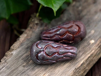 *6* 25x12mm Red Wine Nebula Mermaid Scale Large Drop Beads