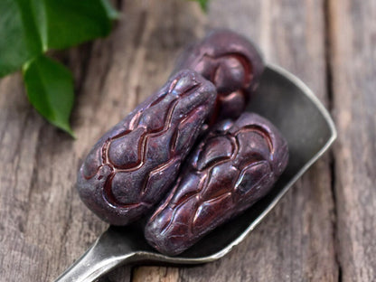 *6* 25x12mm Red Wine Nebula Mermaid Scale Large Drop Beads