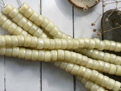 *25* 6mm Opaque Ivory Silver Luster Large Hole Crow Beads