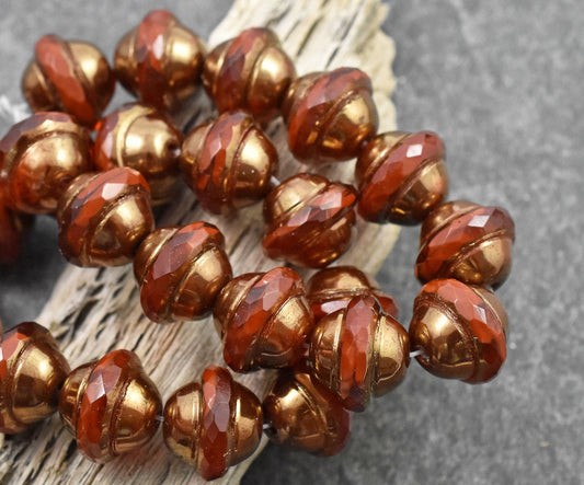 Bronze Washed Pumpkin Orange Saturn Beads