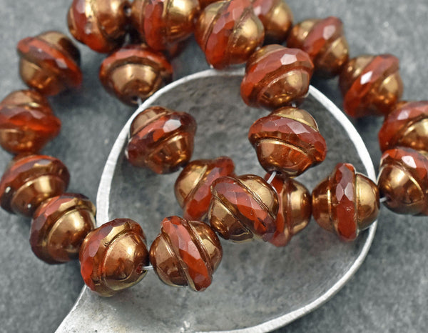 Bronze Washed Pumpkin Orange Saturn Beads