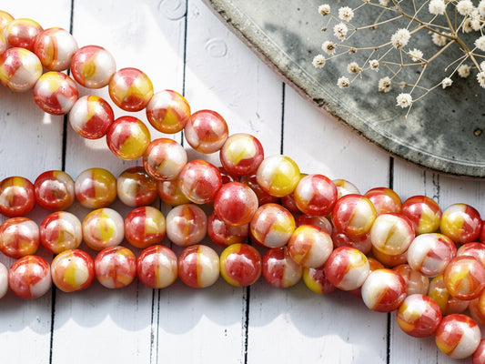 *20* 8mm Blended Venetian Luster Round Druk Beads