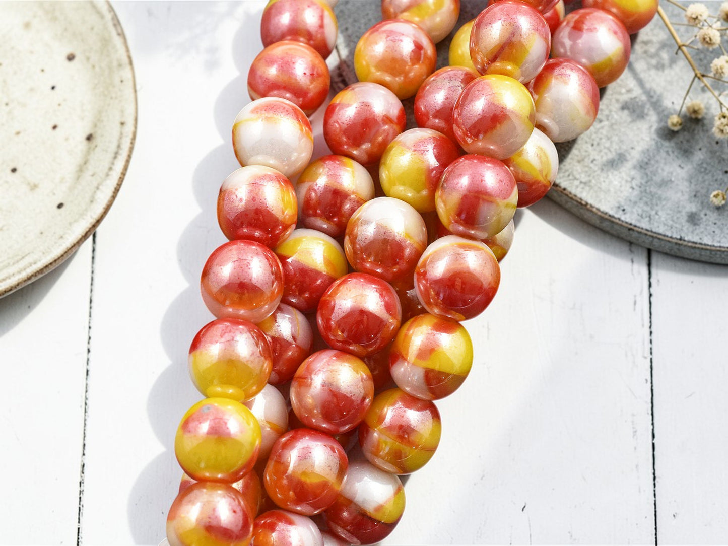 *20* 8mm Blended Venetian Luster Round Druk Beads