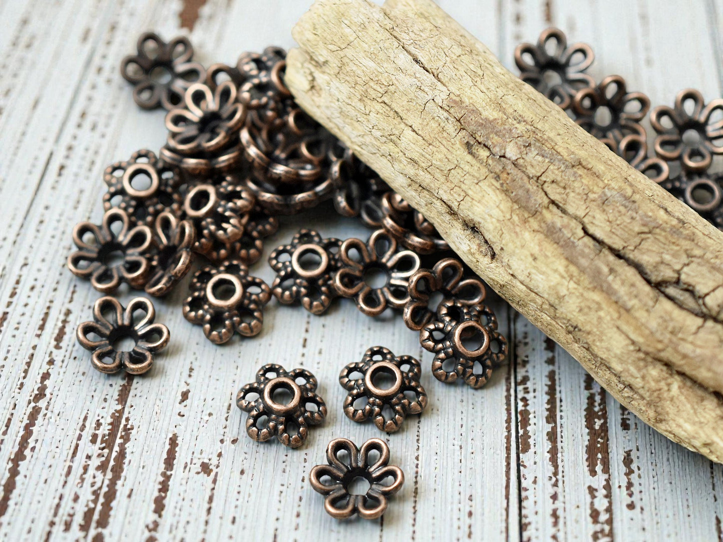 *250* 6mm Antique Copper Flower Bead Caps