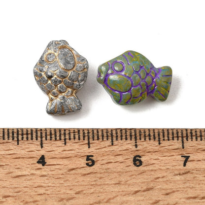 *10* 12x16x8mm Mixed Glass Fish Beads