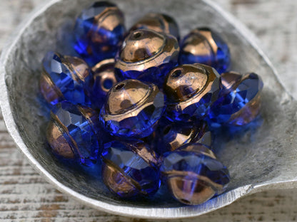 *12* 10x12mm  Bronze Washed Sapphire Saturn Beads