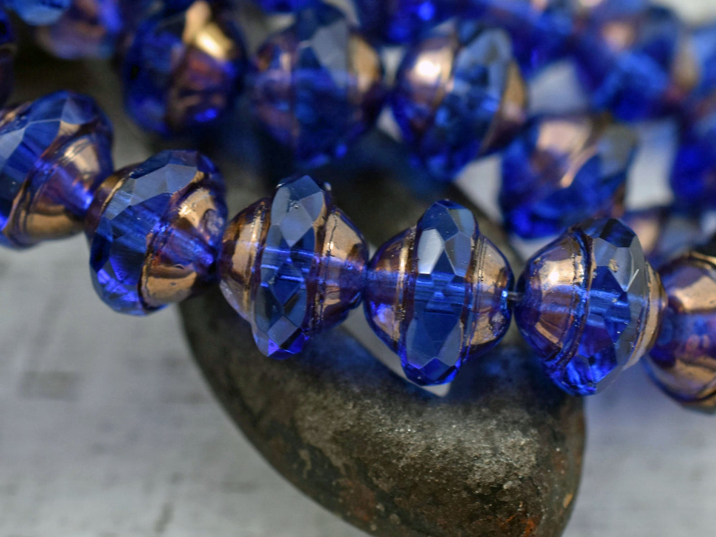 *12* 10x12mm  Bronze Washed Sapphire Saturn Beads