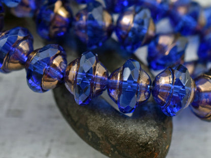 *12* 10x12mm  Bronze Washed Sapphire Saturn Beads