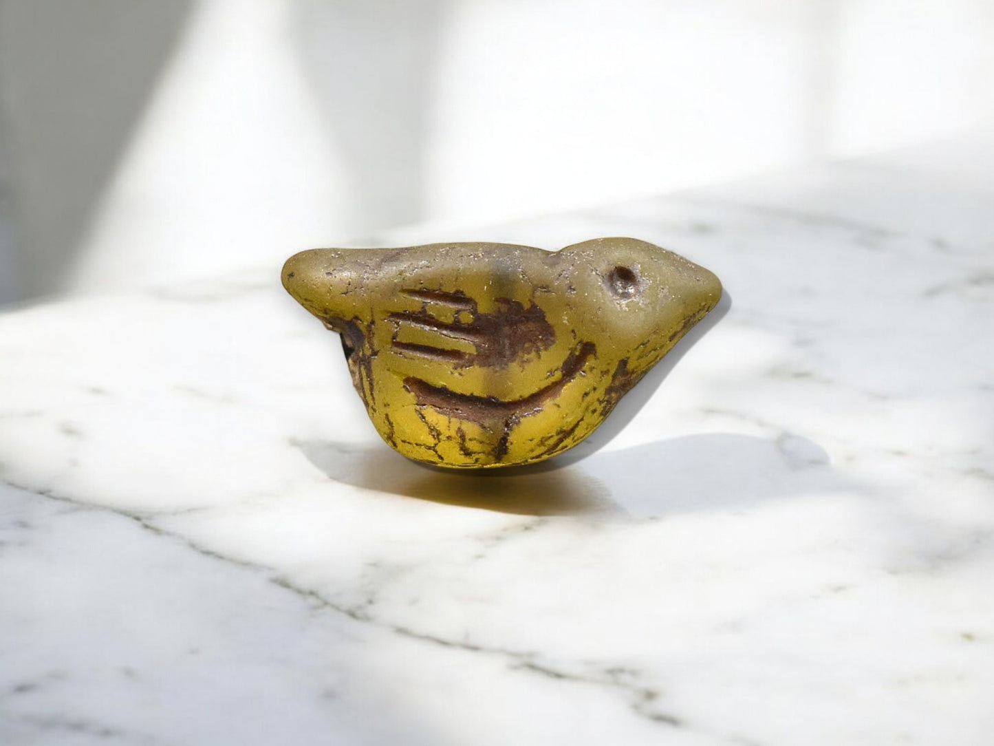 *6* 11x22mm Bronze Washed Yellow Topaz AB Crystal Bird Beads